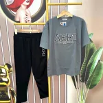 Đồ bộ quần dài đen áo tay ngắn in chữ form rộng