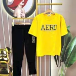 Đồ bộ quần dài đen áo tay ngắn in chữ form rộng