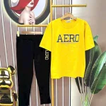 Đồ bộ quần dài đen áo tay ngắn in chữ form rộng