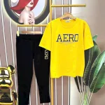 Đồ bộ quần dài đen áo tay ngắn in chữ form rộng