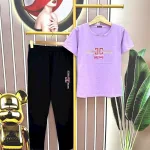 Đồ bộ quần dài đen áo tay ngắn màu in chữ