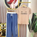 Đồ bộ quần dài jean áo tăm lạnh in chữ