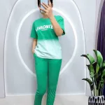 Đồ bộ quần dài màu áo tay ngắn cổ tròn 2 màu
