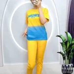 Đồ bộ quần dài màu áo tay ngắn cổ tròn 2 màu