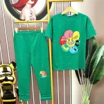 Đồ bộ quần dài màu áo tay ngắn in hình bông hoa