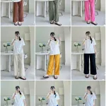 Đồ bộ quần dài màu áo trắng tay ngắn in chữ F