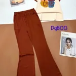 Đồ bộ quần dài ống loa áo cổ tròn tay ngắn in hình