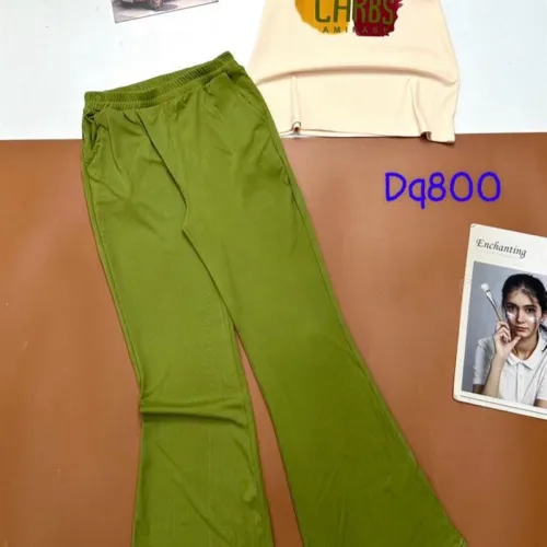 Đồ bộ quần dài ống loa áo cổ tròn tay ngắn in hình