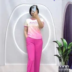 Đồ bộ quần dài ống loa áo tay ngắn in hình