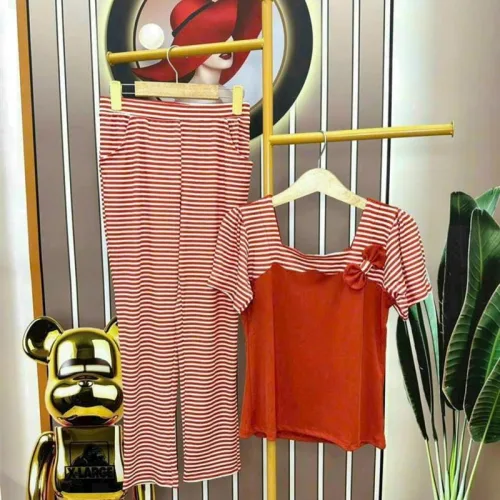 Đồ bộ quần dài ống nhỏ áo tay ngắn 2 màu