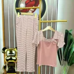 Đồ bộ quần dài ống nhỏ áo tay ngắn 2 màu