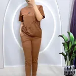Đồ bộ quần dài ống nhỏ áo tay ngắn in chữ