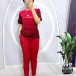 Đồ bộ quần dài ống nhỏ áo tay ngắn in chữ
