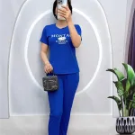 Đồ bộ quần dài ống nhỏ áo tay ngắn in chữ