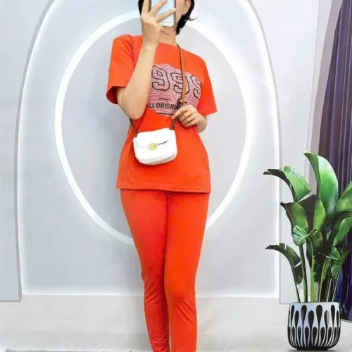 Đồ bộ quần dài ống nhỏ áo tay ngắn in số