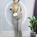 Đồ bộ quần dài ống nhỏ áo tay ngắn in số