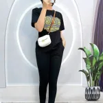 Đồ bộ quần dài ống nhỏ áo tay ngắn in số