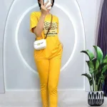 Đồ bộ quần dài ống nhỏ áo tay ngắn in số