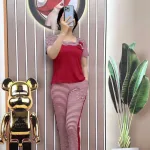 Đồ bộ quần dài ống nhỏ sọc ngang áo tay ngắn cổ vuông