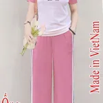 Đồ bộ quần dài ống rộng tay ngắn in chữ