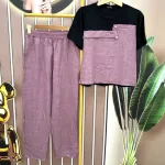 Đồ bộ quần dài ống suông áo tay ngắn 2 màu