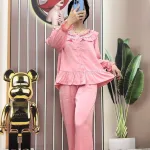 Đồ bộ quần dài pijama áo tay dài màu trơn cổ bèo