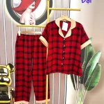 Đồ bộ quần dài pijama áo tay ngắn cổ bẻ form rộng