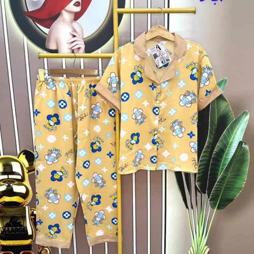 Đồ bộ quần dài pijama áo tay ngắn cổ bẻ form rộng