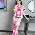 Đồ bộ quần dài pijama áo tay ngắn cổ bẻ hoạ tiết
