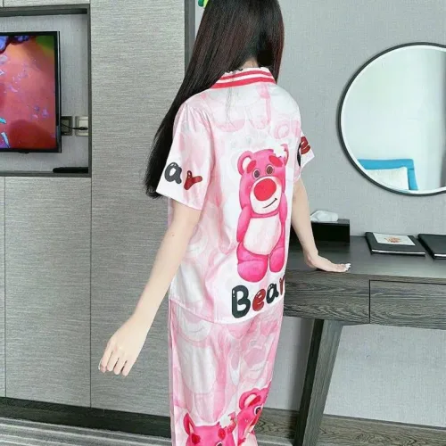 Đồ bộ quần dài pijama áo tay ngắn cổ bẻ hoạ tiết
