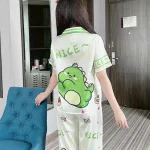 Đồ bộ quần dài pijama áo tay ngắn cổ bẻ hoạ tiết