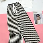 Đồ bộ quần dài sọc áo tay ngắn trơn