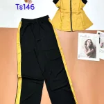 đồ bộ quần dài tăm lạnh phối Jean áo cổ bẻ sen