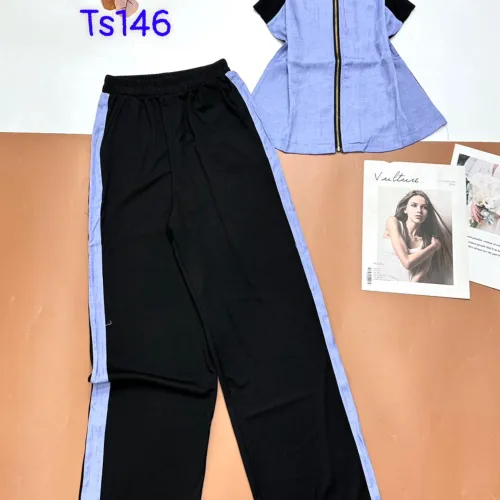 đồ bộ quần dài tăm lạnh phối Jean áo cổ bẻ sen