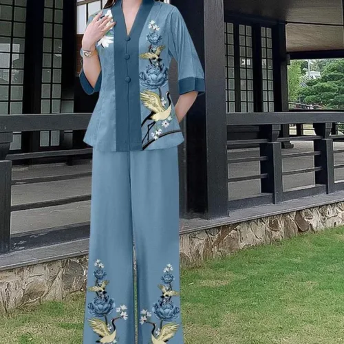 Đồ bộ lam mẫu bà lai đồ trung niên Có 3 size