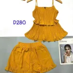 Đồ bộ quần đùi áo 2 dây 2 tầng màu trơn