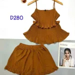 Đồ bộ quần đùi áo 2 dây 2 tầng màu trơn