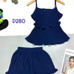 Đồ bộ quần đùi áo 2 dây 2 tầng màu trơn