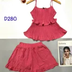 Đồ bộ quần đùi áo 2 dây 2 tầng màu trơn