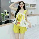 Đồ bộ quần đùi áo 2 dây hoạ tiết cute mặc nhà