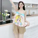 Đồ bộ quần đùi áo 2 dây hoạ tiết cute mặc nhà