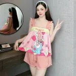 Đồ bộ quần đùi áo 2 dây hoạ tiết cute mặc nhà
