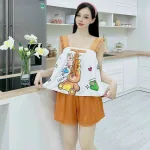 Đồ bộ quần đùi áo 2 dây hoạ tiết cute mặc nhà