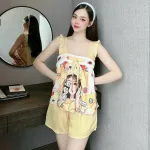 Đồ bộ quần đùi áo 2 dây hoạ tiết cute mặc nhà