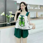Đồ bộ quần đùi áo 2 dây hoạ tiết cute mặc nhà