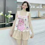 Đồ bộ quần đùi áo 2 dây hoạ tiết cute mặc nhà