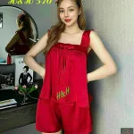 Đồ bộ quần đùi áo 2 dây màu trơn mặc nhà