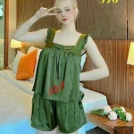 Đồ bộ quần đùi áo 2 dây màu trơn mặc nhà