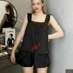 Đồ bộ quần đùi áo 2 dây màu trơn mặc nhà