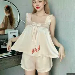 Đồ bộ quần đùi áo 2 dây màu trơn mặc nhà